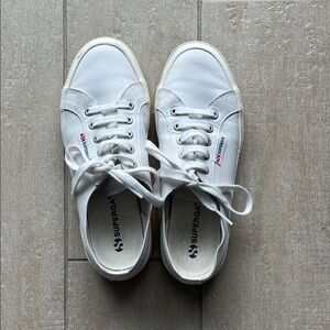 Superga Classic White Lace-Up Sneakers